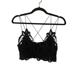 Free People[ Women's Navy Floral Sleeveless Lace Bralette Size S